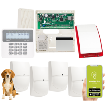 ZESTAW ALARMOWY SATEL PERFECTA-IP 32 + 4 CZUJKI SWAN QUAD + PRF-LCD + SYRENA SP-4001R