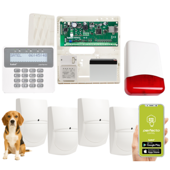 ZESTAW ALARMOWY SATEL PERFECTA-IP 32 + 4 CZUJKI SWAN QUAD + PRF-LCD + SYRENA TI700