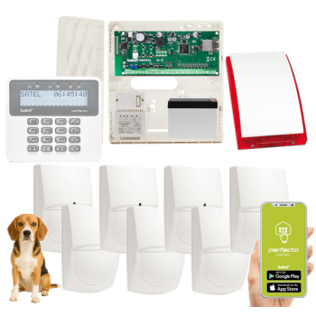 ZESTAW ALARMOWY SATEL PERFECTA-IP 32 + 7 CZUJEK SWAN QUAD + PRF-LCD + SYRENA SP-4001R