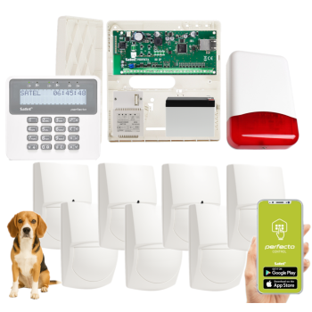 ZESTAW ALARMOWY SATEL PERFECTA-IP 32 + 7 CZUJEK SWAN QUAD + PRF-LCD + SYRENA TI700