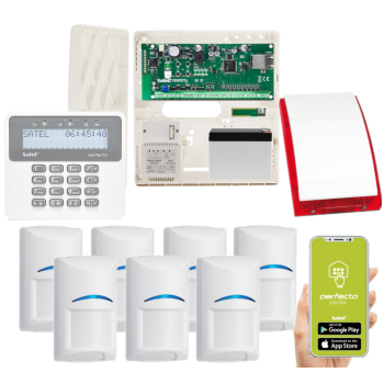 ZESTAW ALARMOWY SATEL PERFECTA-IP 32 + PERFECTA-RF + 7 CZUJEK BOSCH + PRF-LCD + SYRENA SP-4001R