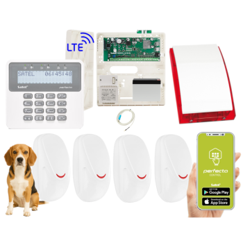 ZESTAW ALARMOWY SATEL PERFECTA 16 LTE SET-A 4 CZUJKI SMILE + PANEL LCD + SYRENA SP-4001R