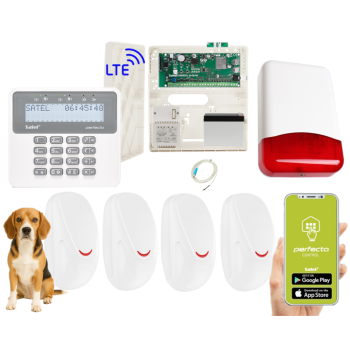 ZESTAW ALARMOWY SATEL PERFECTA 16 LTE SET-A 4 CZUJKI SMILE + PANEL LCD + SYRENA TI700