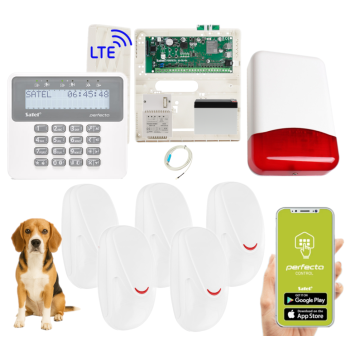 ZESTAW ALARMOWY SATEL PERFECTA 16 LTE SET-A 5 CZUJEK SMILE + PANEL LCD + SYRENA TI700