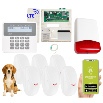 ZESTAW ALARMOWY SATEL PERFECTA 16 LTE SET-A 6 CZUJEK SMILE + PANEL LCD + SYRENA TI700