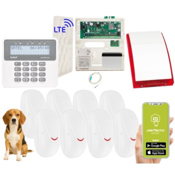 ZESTAW ALARMOWY SATEL PERFECTA 16 LTE SET-A 8 CZUJEK SMILE + PANEL LCD + SYRENA SP-4001R