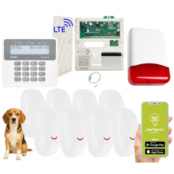 ZESTAW ALARMOWY SATEL PERFECTA 16 LTE SET-A 8 CZUJEK SMILE + PANEL LCD + SYRENA TI700