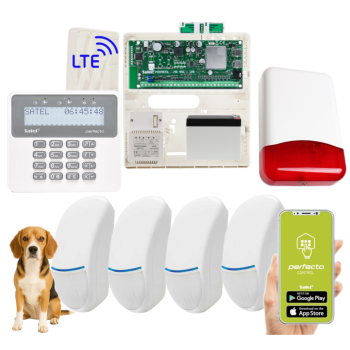 ZESTAW ALARMOWY SATEL PERFECTA 32 LTE 4 CZUJKI BINGO Plus 15kg + PRF-LCD + TI700