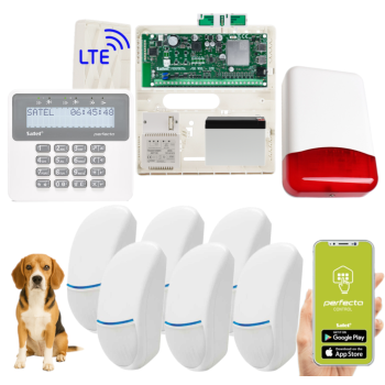 ZESTAW ALARMOWY SATEL PERFECTA 32 LTE SET-A 6 CZUJEK BINGO Plus 15kg + PRF-LCD + TI700