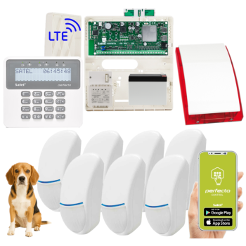 ZESTAW ALARMOWY SATEL PERFECTA 32 LTE 7 CZUJEK BINGO Plus 15kg + PRF-LCD + SP-4001R