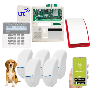 ZESTAW ALARMOWY SATEL PERFECTA 32 LTE SET + PERFECTA-RF + 5 CZUJEK BINGO Plus 15kg + PRF-LCD + SP-4001R
