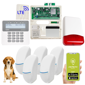 ZESTAW ALARMOWY SATEL PERFECTA 32 LTE SET + PERFECTA-RF + 5 CZUJEK BINGO Plus 15kg + PRF-LCD + TI700