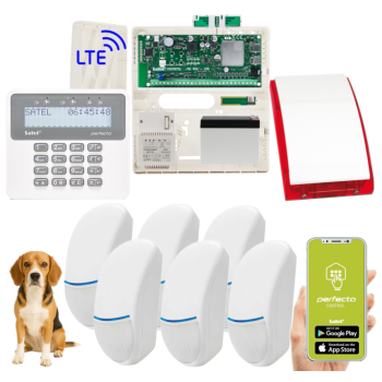 ZESTAW ALARMOWY SATEL PERFECTA 32 LTE SET + PERFECTA-RF + 6 CZUJEK BINGO Plus 15kg + PRF-LCD + SP-4001R