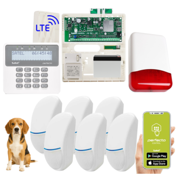 ZESTAW ALARMOWY SATEL PERFECTA 32 LTE SET + PERFECTA-RF + 6 CZUJEK BINGO Plus 15kg + PRF-LCD + TI700