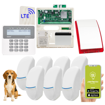 ZESTAW ALARMOWY SATEL PERFECTA 32 LTE SET + PERFECTA-RF + 7 CZUJEK BINGO Plus 15kg + PRF-LCD + SP-4001R