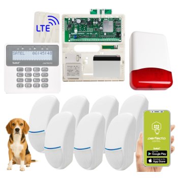 ZESTAW ALARMOWY SATEL PERFECTA 32 LTE SET + PERFECTA-RF + 7 CZUJEK BINGO Plus 15kg + PRF-LCD + TI700