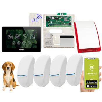 ZESTAW ALARMOWY SATEL PERFECTA 64 M + PANEL DOTYKOWY TSH2R-B + 4 CZUJKI BINGO PLUS PET 15kg + SYRENA SP-4001R