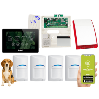 ZESTAW ALARMOWY SATEL PERFECTA 64 M + PANEL DOTYKOWY TSH2R-B + 4 CZUJKI BOSCH PET 20kg + SYRENA  SP-4001R