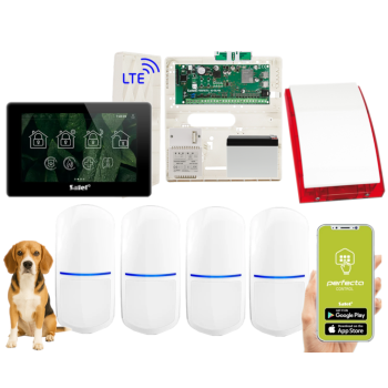 ZESTAW ALARMOWY SATEL PERFECTA 64 M + PANEL DOTYKOWY TSH2R-B + 4 CZUJKI SLIM-PIR-PET 20kg + SYRENA SP-4001R