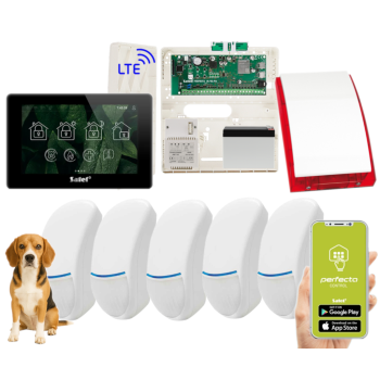 ZESTAW ALARMOWY SATEL PERFECTA 64 M + PANEL DOTYKOWY TSH2R-B + 5 CZUJEK BINGO PLUS PET 15kg + SYRENA SP-4001R