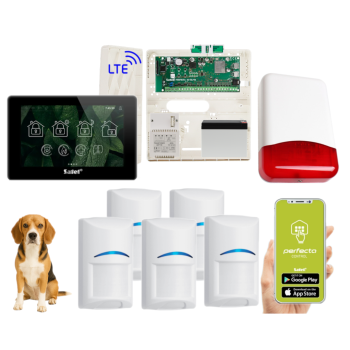 ZESTAW ALARMOWY SATEL PERFECTA 64 M + PANEL DOTYKOWY TSH2R-B + 5 CZUJEK BOSCH PET 20kg + SYRENA TI700
