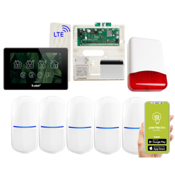ZESTAW ALARMOWY SATEL PERFECTA 64 M + PANEL DOTYKOWY TSH2R-B + 5 CZUJEK SLIM-PIR + SYRENA TI700
