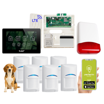 ZESTAW ALARMOWY SATEL PERFECTA 64 M + PANEL DOTYKOWY TSH2R-B + 6 CZUJEK BOSCH PET 20kg + SYRENA TI700