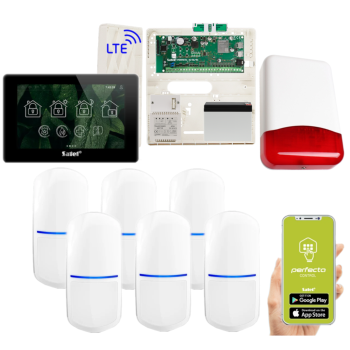 ZESTAW ALARMOWY SATEL PERFECTA 64 M + PANEL DOTYKOWY TSH2R-B + 6 CZUJEK SLIM-PIR + SYRENA TI700