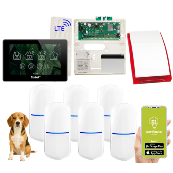 ZESTAW ALARMOWY SATEL PERFECTA 64 M + PANEL DOTYKOWY TSH2R-B + 6 CZUJEK SLIM-PIR-PET 20kg + SYRENA SP-4001R