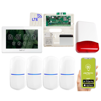 ZESTAW ALARMOWY SATEL PERFECTA 64 M + PANEL DOTYKOWY TSH2R-W + 4 CZUJKI SLIM-PIR + SYRENA TI700