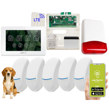 ZESTAW ALARMOWY SATEL PERFECTA 64 M + PANEL DOTYKOWY TSH2R-W + 5 CZUJEK BINGO PLUS PET 15kg + SYRENA TI700