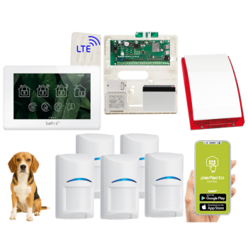 ZESTAW ALARMOWY SATEL PERFECTA 64 M + PANEL DOTYKOWY TSH2R-W + 5 CZUJEK BOSCH PET 20kg + SYRENA  SP-4001R