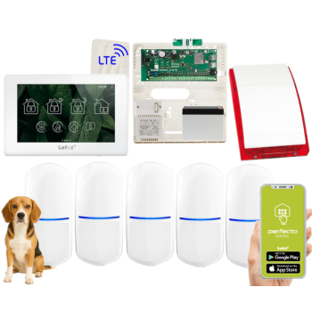 ZESTAW ALARMOWY SATEL PERFECTA 64 M + PANEL DOTYKOWY TSH2R-W + 5 CZUJEK SLIM-PIR-PET 20kg + SYRENA SP-4001R