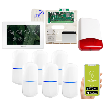 ZESTAW ALARMOWY SATEL PERFECTA 64 M + PANEL DOTYKOWY TSH2R-W + 6 CZUJEK SLIM-PIR + SYRENA TI700