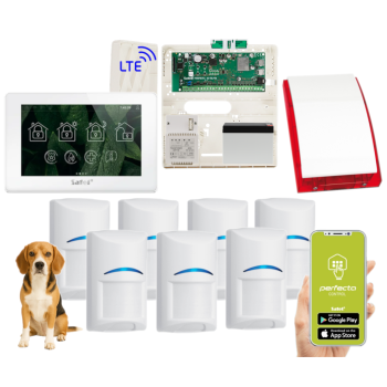 ZESTAW ALARMOWY SATEL PERFECTA 64 M + PANEL DOTYKOWY TSH2R-W + 7 CZUJEK BOSCH PET 20kg + SYRENA  SP-4001R