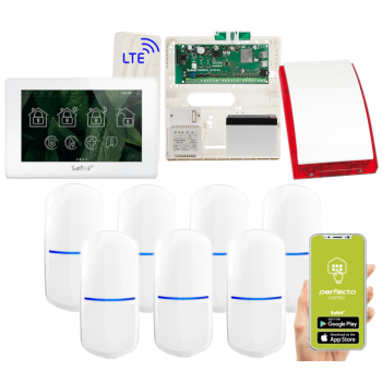 ZESTAW ALARMOWY SATEL PERFECTA 64 M + PANEL DOTYKOWY TSH2R-W + 7 CZUJEK SLIM-PIR + SYRENA SP-4001R