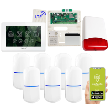 ZESTAW ALARMOWY SATEL PERFECTA 64 M + PANEL DOTYKOWY TSH2R-W + 7 CZUJEK SLIM-PIR + SYRENA TI700