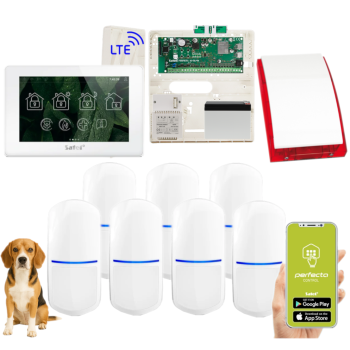 ZESTAW ALARMOWY SATEL PERFECTA 64 M + PANEL DOTYKOWY TSH2R-W + 7 CZUJEK SLIM-PIR-PET 20kg + SYRENA SP-4001R