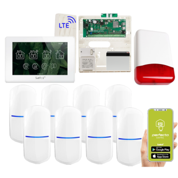ZESTAW ALARMOWY SATEL PERFECTA 64 M + PANEL DOTYKOWY TSH2R-W + 8 CZUJEK SLIM-PIR + SYRENA TI700