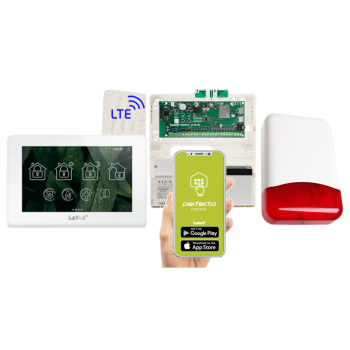ZESTAW ALARMOWY SATEL PERFECTA 64 M + PANEL DOTYKOWY INT-TSH2R-W + OPU-4P + SYRENA TI700