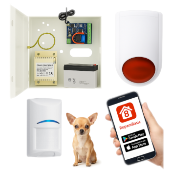 ZESTAW DO POWIADOMIENIA I STEROWANIA GSM OPARTY NA ROPAM BasicLTE-PS z CZUJKĄ BOSCH PET 20kg