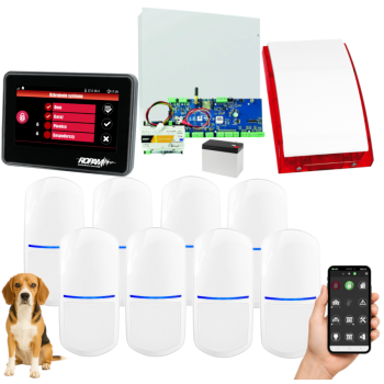 SYSTEM ALARMOWY ROPAM Neo-IP-64 z 8 CZUJKAMI SLIM-PIR-PET (20kg) + PANEL DOTYKOWY TPR-4B-P i SYRENA SP-4001R