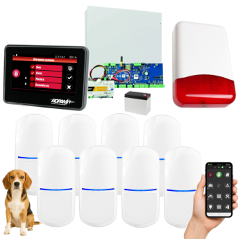 SYSTEM ALARMOWY ROPAM Neo-IP-64 z 8 CZUJKAMI SLIM-PIR-PET (20kg) + PANEL DOTYKOWY TPR-4B-P i SYRENA TI700