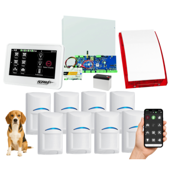 SYSTEM ALARMOWY ROPAM Neo-IP-64 z 8 CZUJKAMI BOSCH Pet (20kg) + PANEL DOTYKOWY TPR-4W-P i SYRENA SP-4001R