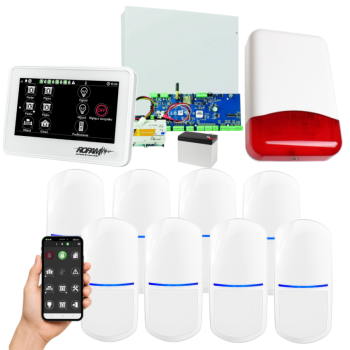 SYSTEM ALARMOWY ROPAM Neo-IP-64 z 8 CZUJKAMI SLIM-PIR + PANEL DOTYKOWY TPR-4W-P i SYRENA TI700