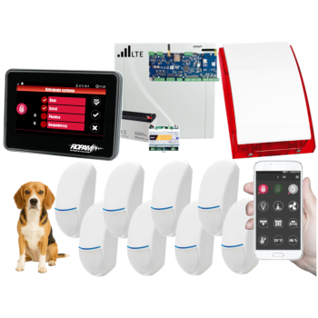 SYSTEM ALARMOWY ROPAM NeoLTE-IP-64 z 8 CZUJKAMI Bingo Plus (PET 15kg) + PANEL DOTYKOWY TPR-4B-P i SYRENA SP-4001R
