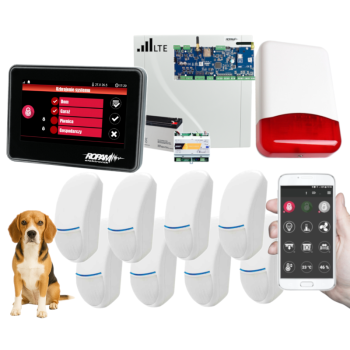 SYSTEM ALARMOWY ROPAM NeoLTE-IP-64 z 8 CZUJKAMI Bingo Plus (PET 15kg) + PANEL DOTYKOWY TPR-4B-P i SYRENA TI700