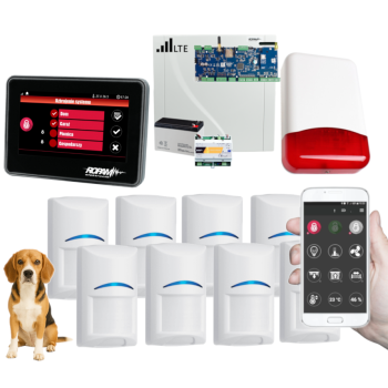 SYSTEM ALARMOWY ROPAM NeoLTE-IP-64 z 8 CZUJKAMI BOSCH PET (20kg) + PANEL DOTYKOWY TPR-4B-P i SYRENA TI700