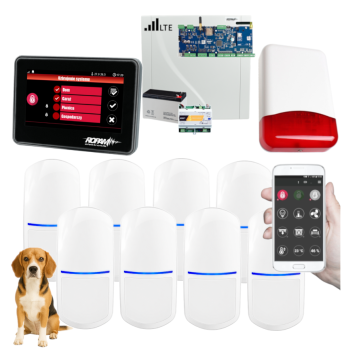 SYSTEM ALARMOWY ROPAM NeoLTE-IP-64 z 8 CZUJKAMI SLIM-PIR-PET + PANEL DOTYKOWY TPR-4B-P i SYRENA TI700