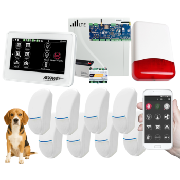 SYSTEM ALARMOWY ROPAM NeoLTE-IP-64 z 8 CZUJKAMI Bingo Plus (PET 15kg) + PANEL DOTYKOWY TPR-4W-P i SYRENA TI700